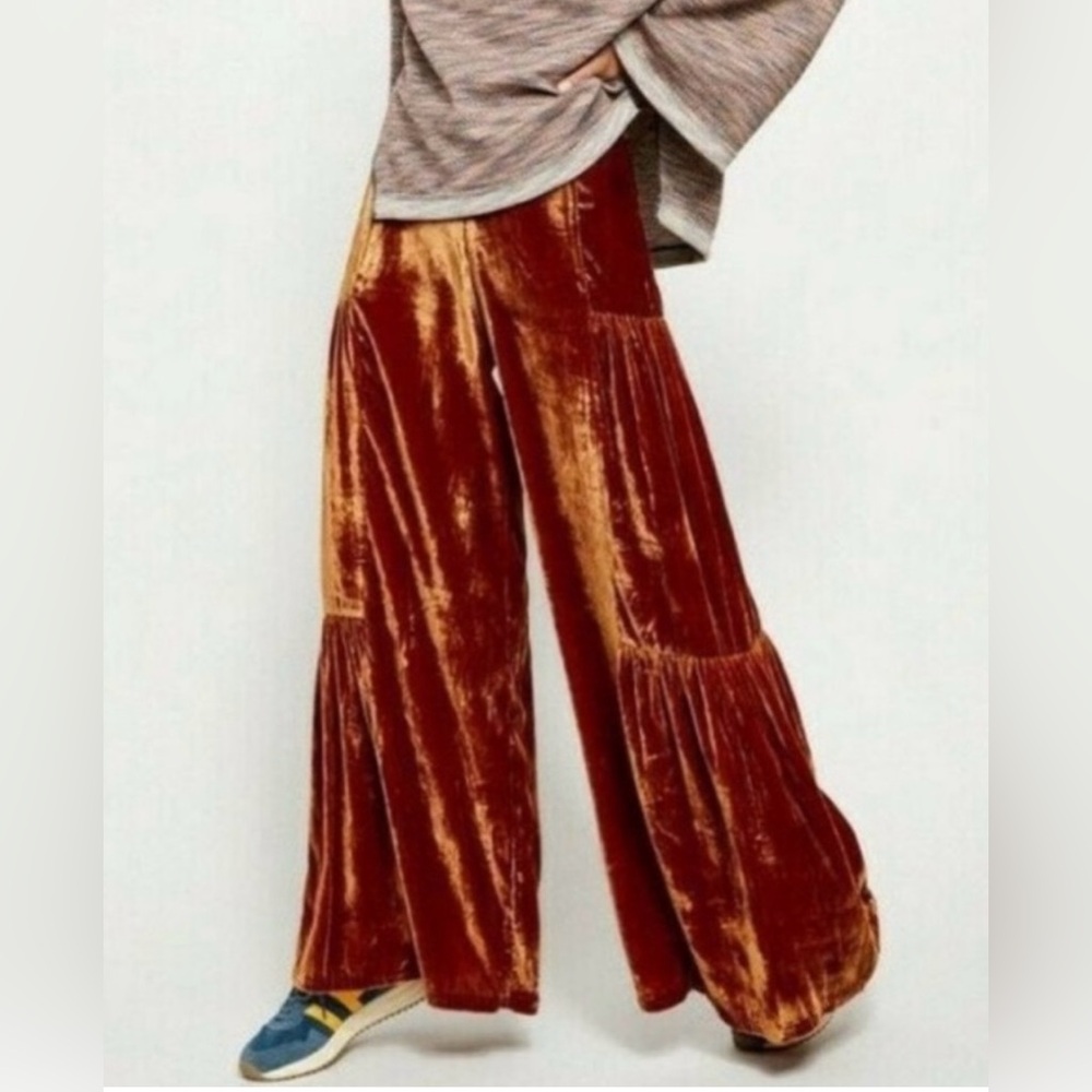 Free people cinnabar velvet wide leg pant